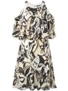 Polo Ralph Lauren Cut-out Detail Ruffled Dress, Women's, Size: 10, Nude/neutrals, Silk/polyester