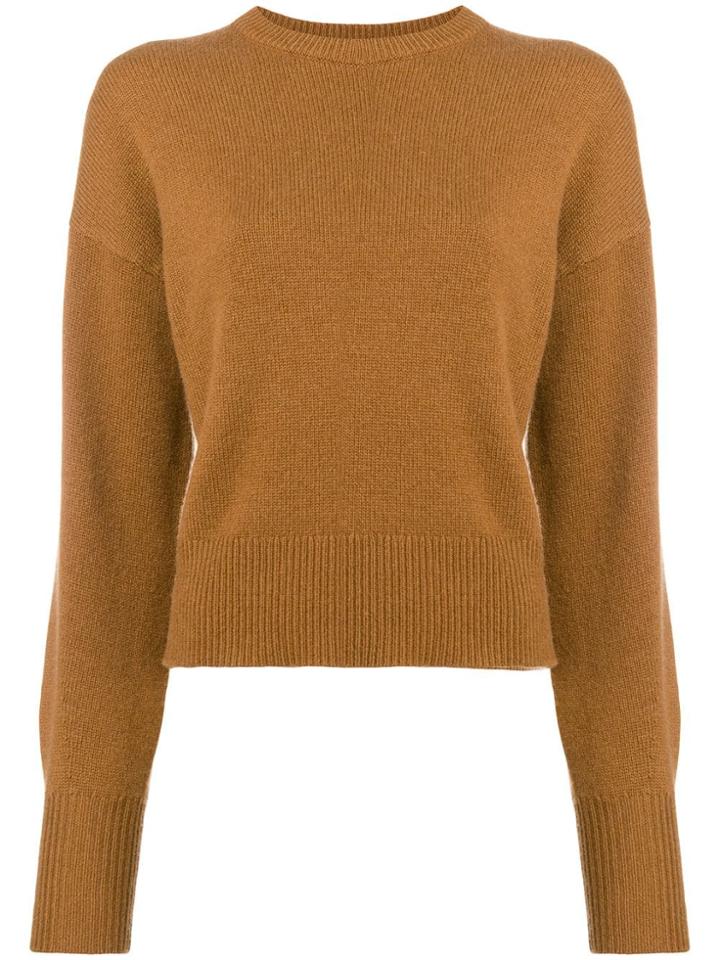 Theory Cashmere Cropped Jumper - Brown