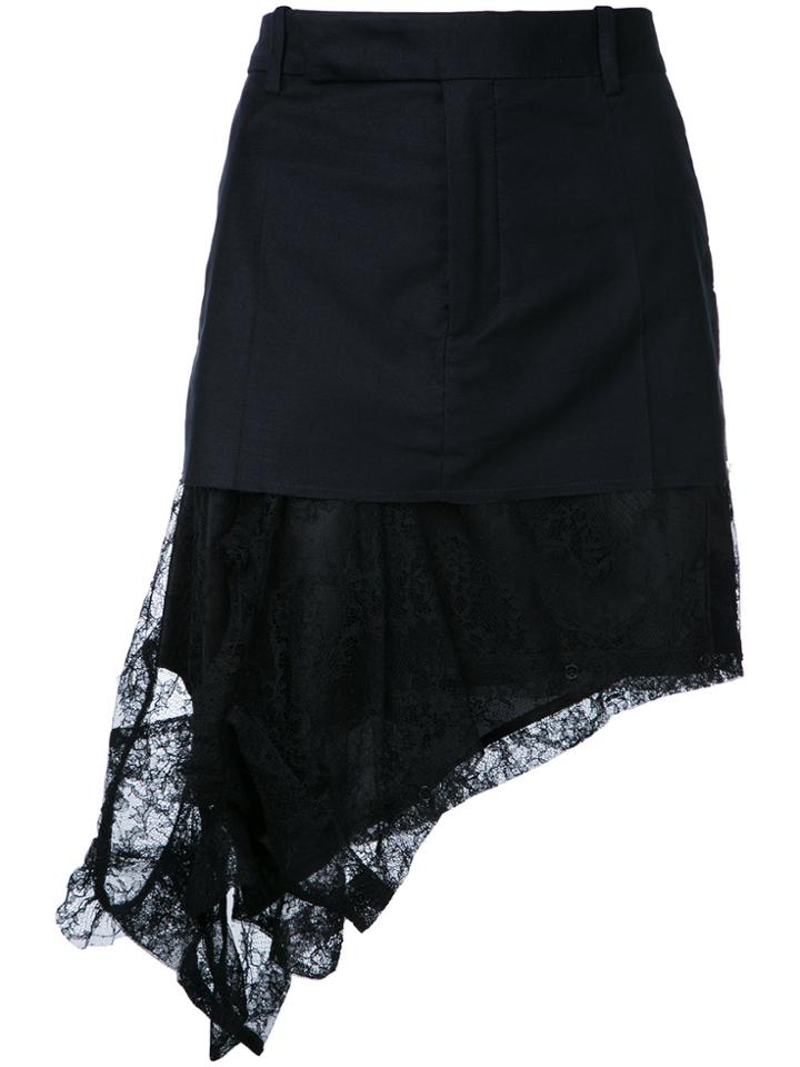 A.f.vandevorst Asymmetric Lace Hem Mini Skirt - Black