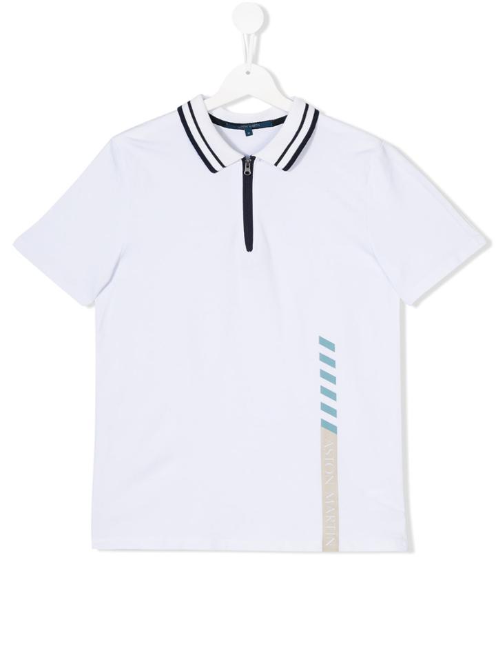 Aston Martin Kids Zipped Polo Shirt - White