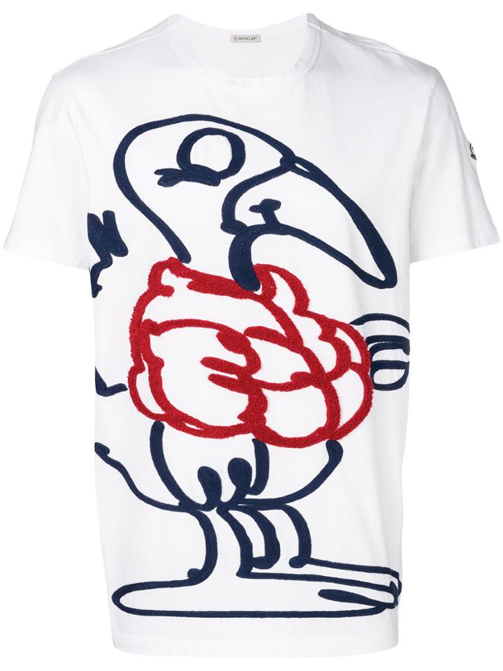 Moncler Textured Logo Print T-shirt - White