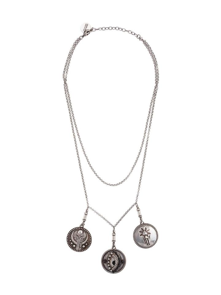 Roberto Cavalli Coin Pendant Necklace - Silver