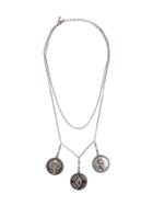 Roberto Cavalli Coin Pendant Necklace - Silver