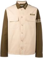 Msgm Logo Contrast Shirt, Men's, Size: 46, Nude/neutrals, Cotton