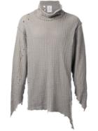 Mihara Yasuhiro Waffle Damaged Turtle Neck Pullover