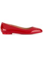 Salvatore Ferragamo Gancini Buckle Embossed Ballerina Shoes - Red