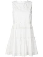 Red Valentino Pleated Tiered Dress - White