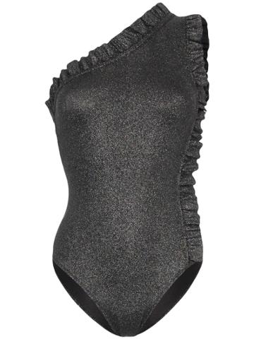 Leslie Amon Tami Ruffle One Shoulder Swimsuit - Black