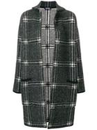 Max Mara Midi Checked Open Coat - Black