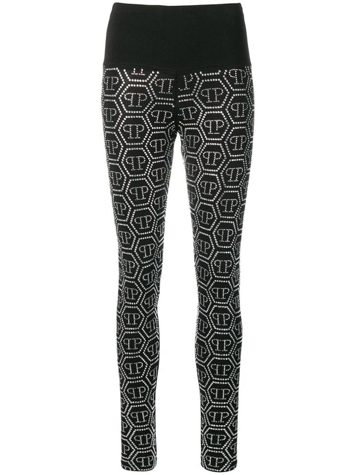 Philipp Plein Black Crystal Leggings