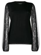 Rochas Sheer Sleeve Blouse - Black