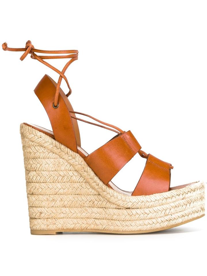 Saint Laurent Espadrille 95 Lace-up Sandals - Brown