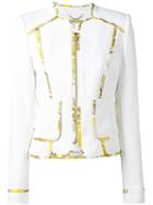Printed Trim Jacket - Women - Polyester/spandex/elastane - 42, White, Polyester/spandex/elastane, Versace Jeans