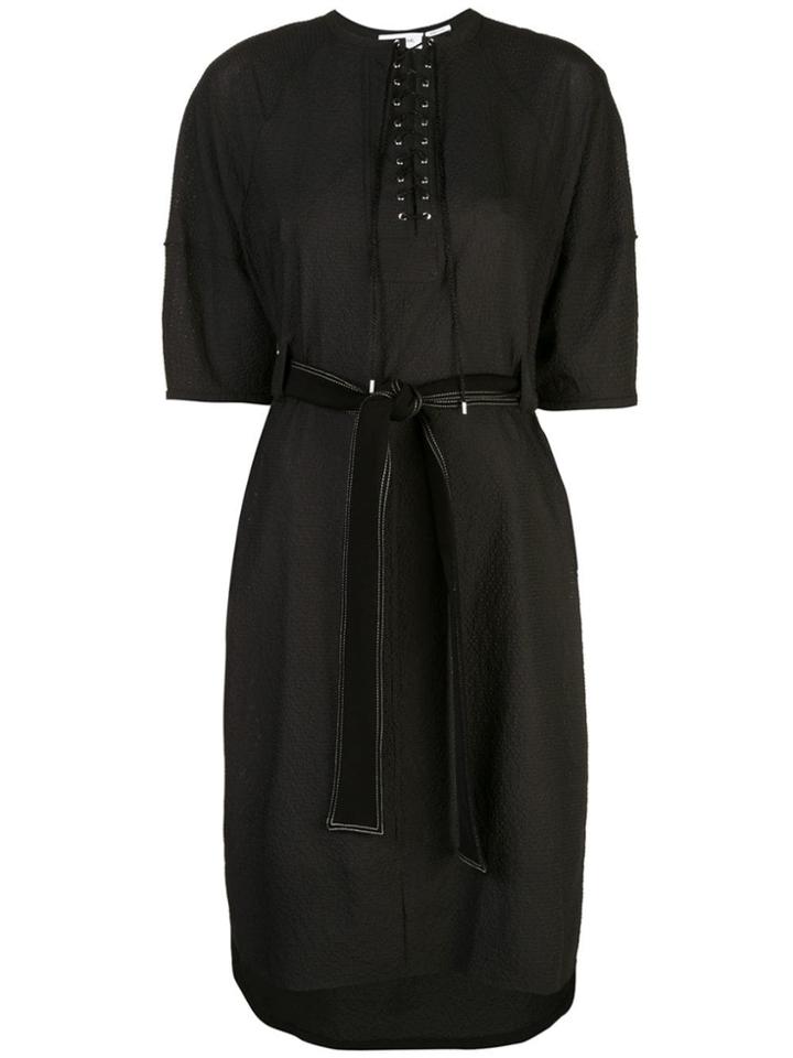 Yigal Azrouel Lace-up Midi Dress - Black