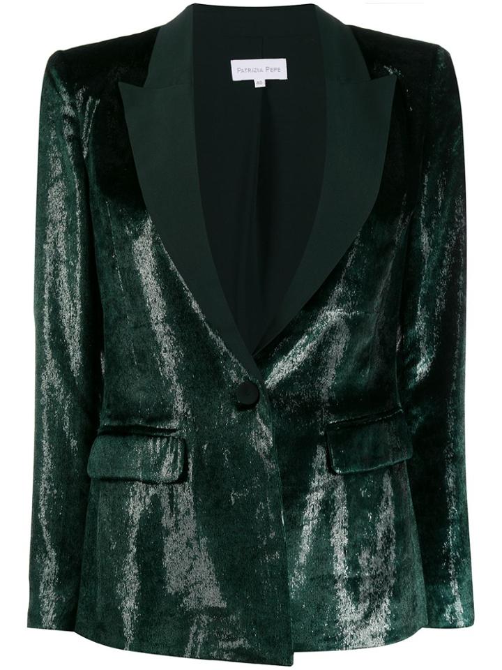 Patrizia Pepe Textured Tuxedo-style Blazer - Green