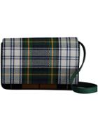 Burberry Tartan And Leather Wallet With Detachable Strap - Green