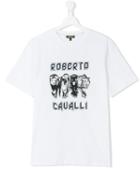 Roberto Cavalli Kids - Teen Wildcat Print T-shirt - Kids - Cotton/elastodiene - 14 Yrs, White
