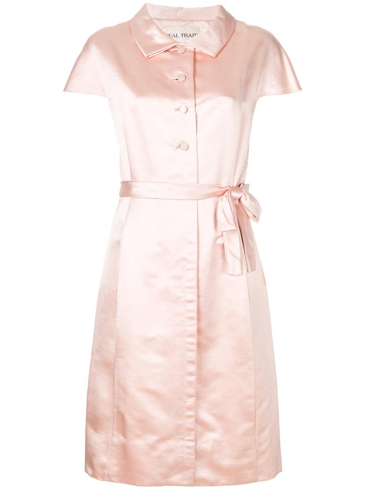William Vintage Tie Waist Shirt Dress - Pink & Purple