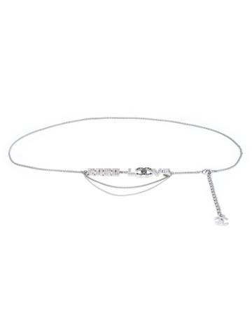Chanel Vintage Coco Cc Love Charm Chain Belt, Women's, Grey