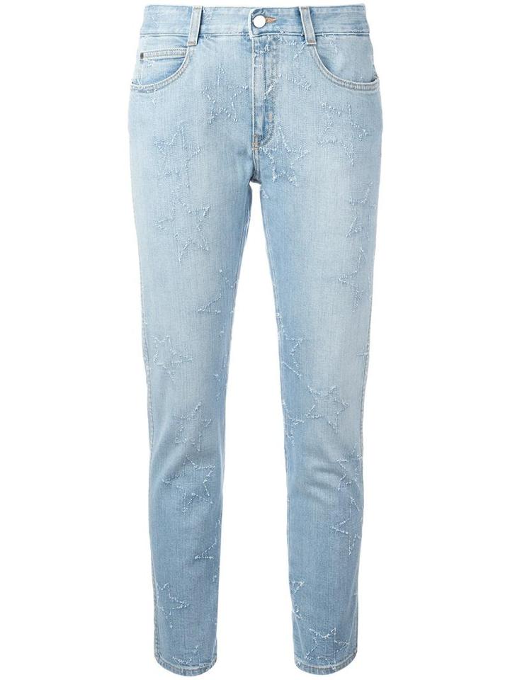 Stella Mccartney Fringed Stars Boyfriend Jeans, Women's, Size: 32, Blue, Cotton/spandex/elastane