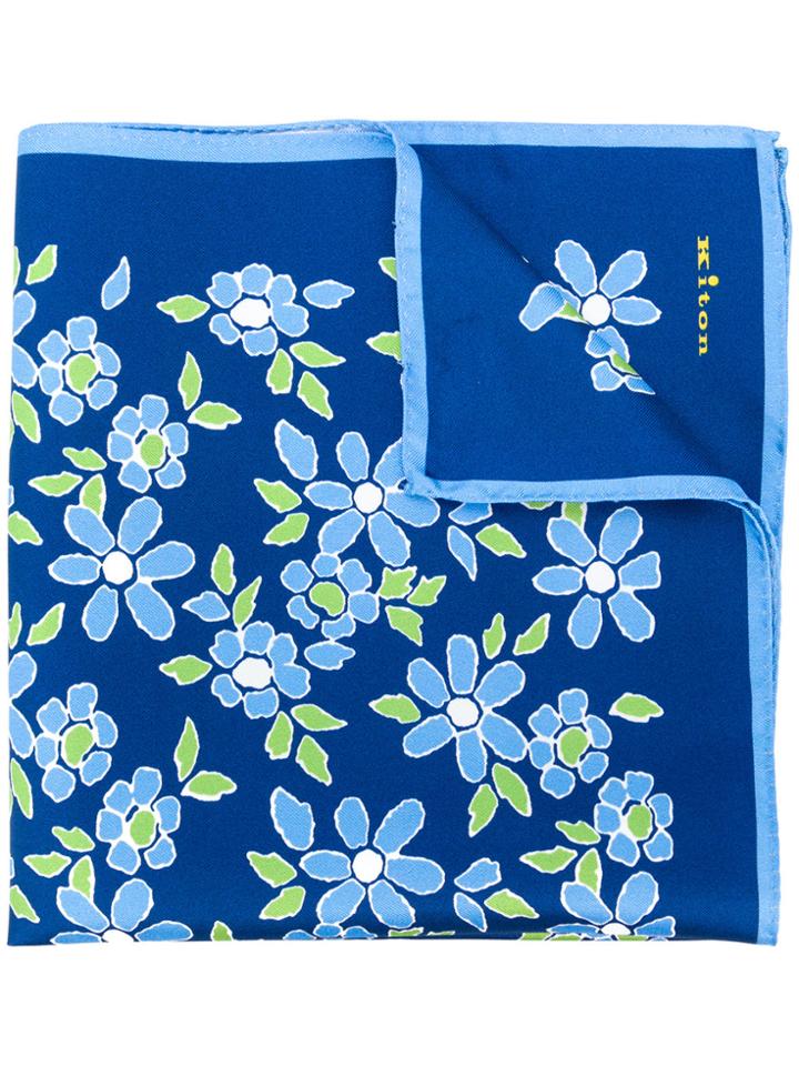 Kiton Floral Scarf - Blue