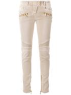 Balmain Skinny Biker Jeans, Women's, Size: 38, Nude/neutrals, Cotton/spandex/elastane