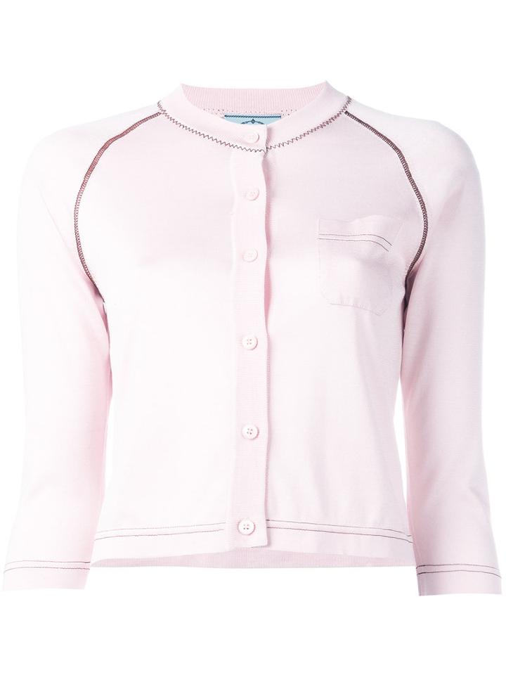 Prada Cropped Cardigan, Women's, Size: 40, Pink/purple, Silk