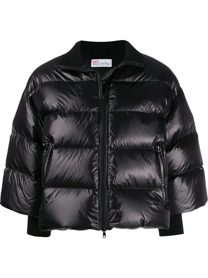 Red Valentino Red(v) Cropped Puffer Jacket - Black