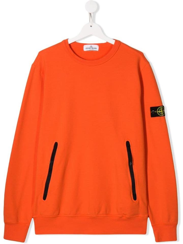 Stone Island Junior Teen Logo Patch Sweatshirt - Orange