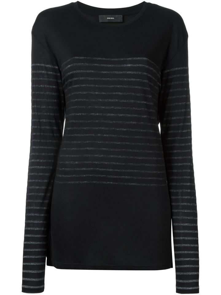 Diesel Striped Longsleeved T-shirt, Women's, Size: Xs, Black, Viscose