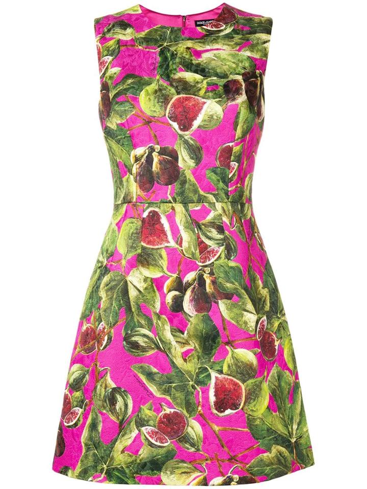 Dolce & Gabbana Fig Print Brocade Dress - Green