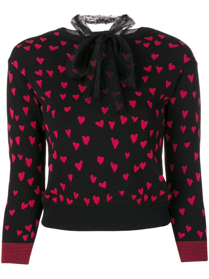 Red Valentino Heart Intarsia Jumper - Black