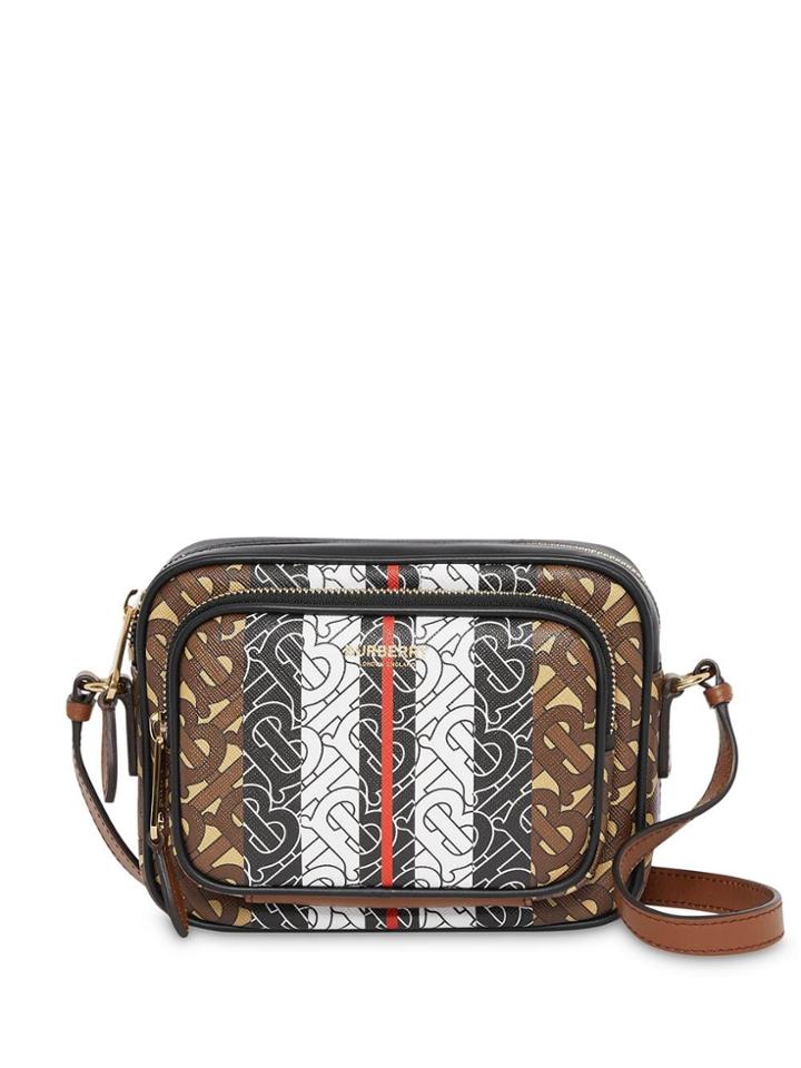 Burberry Monogram Stripe E-canvas Camera Bag - Brown