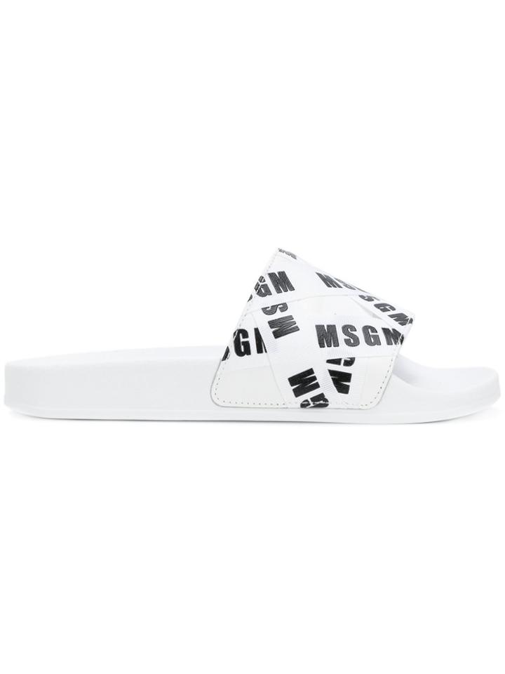 Msgm Branded Sliders - White