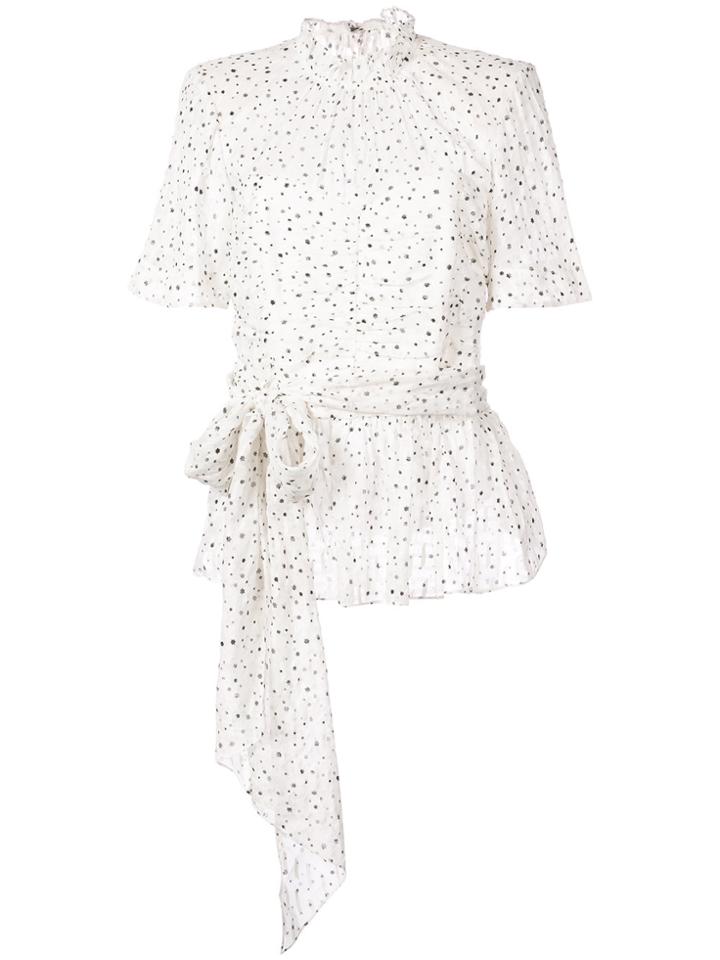 Rebecca Taylor Tie Waist Bow Blouse - White