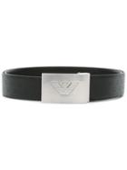 Emporio Armani - Logo Plaque Belt - Men - Calf Leather - One Size, Black, Calf Leather