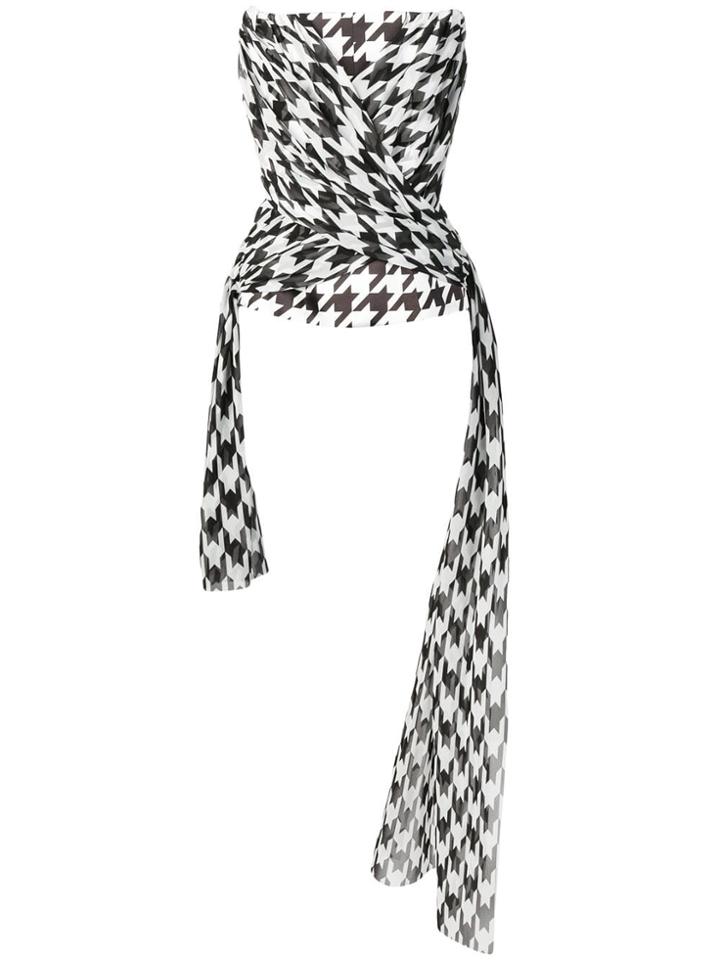 Giuseppe Di Morabito Houndstooth Strapless Top - White