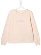 Chloé Kids Teen Logo Print Sweatshirt - Pink