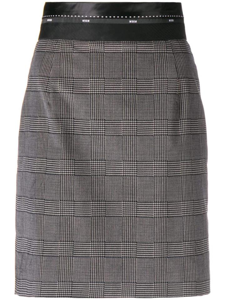 Msgm Tartan Fitted Skirt - Grey