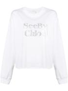 See By Chloé Embellished Logo Jersey Top - White