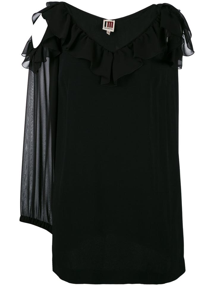 I'm Isola Marras - Cut-out Ruffle Blouse - Women - Polyester/acetate/viscose - 44, Black, Polyester/acetate/viscose