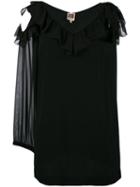 I'm Isola Marras - Cut-out Ruffle Blouse - Women - Polyester/acetate/viscose - 44, Black, Polyester/acetate/viscose
