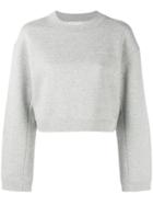 T By Alexander Wang Logo Embroidery Cropped Sweatshirt - Grey