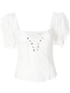 For Love And Lemons Lace-up Corset Blouse - White