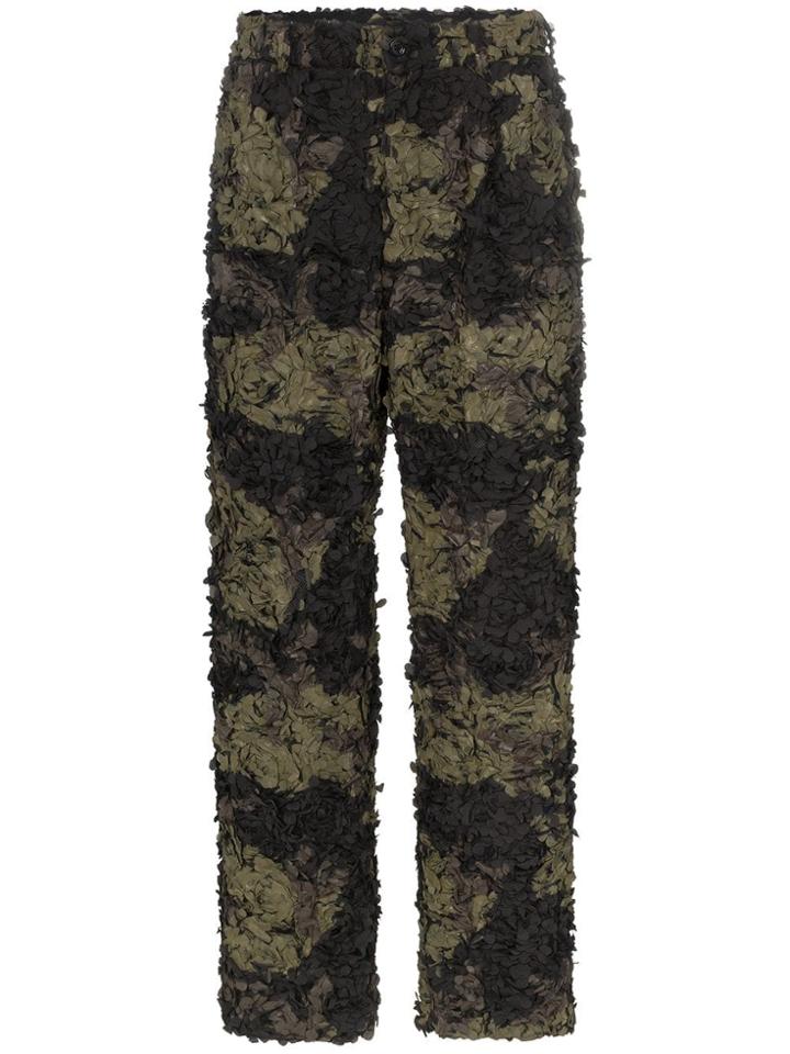 Comme Des Garçons Homme Plus Embroidered Camouflage Trousers - Brown