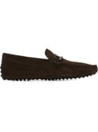 Tod S Braided Appliqué Loafers, Men's, Size: 9.5, Brown, Chamois Leather/leather/rubber