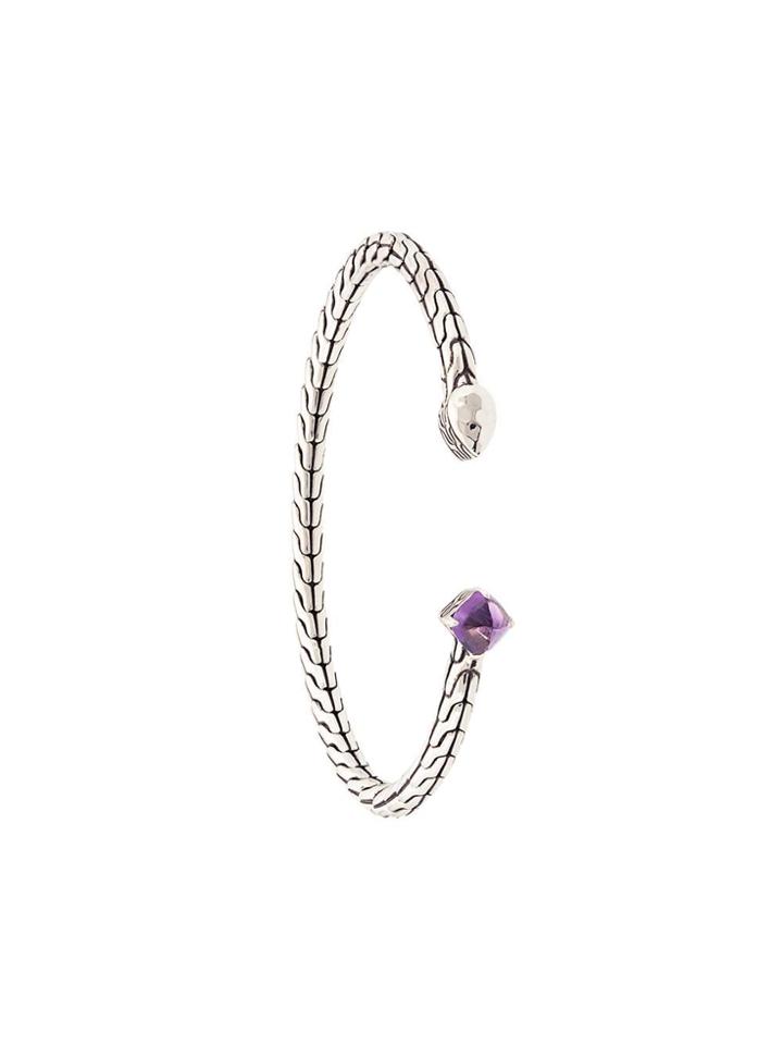 John Hardy Classic Chain Hammered Flex Amethyst Cuff - Silver