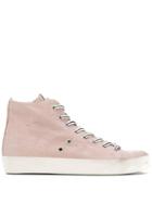 Leather Crown High Top Sneakers - Pink
