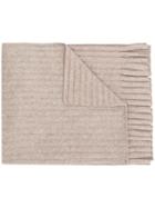 Homme Plissé Issey Miyake Fringed Pleated Scarf - Neutrals