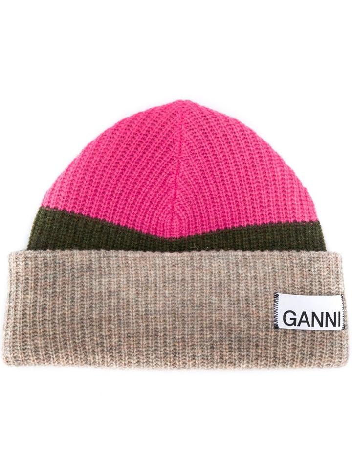 Ganni Ribbed Beanie - Pink